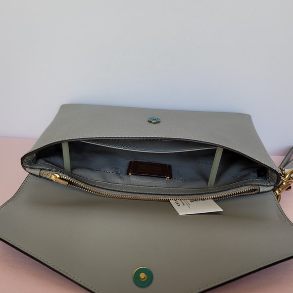 COACH Wyn Crossgrain Leather Clutch Wristlet- Dove Grey⭐ - Picture 11 of 16